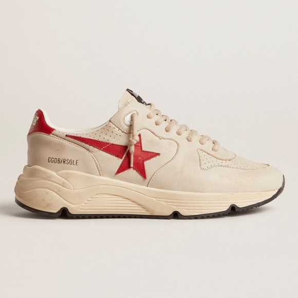 GOLDEN GOOSE - Running Sole in Grey/Red Sneakers - MSRP $615.00 - BNIB - FALL24 - Picture 1 of 4